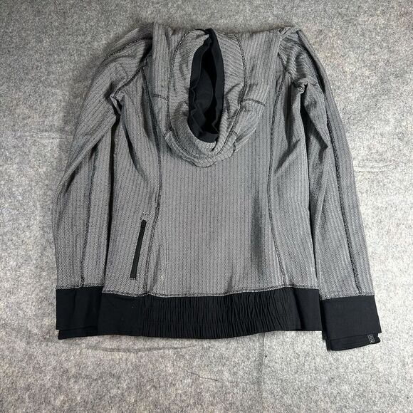 Lululemon All Good Hooded Pullover Womens 8 Black Herringbone Running Athleisure - Picture 9 of 9